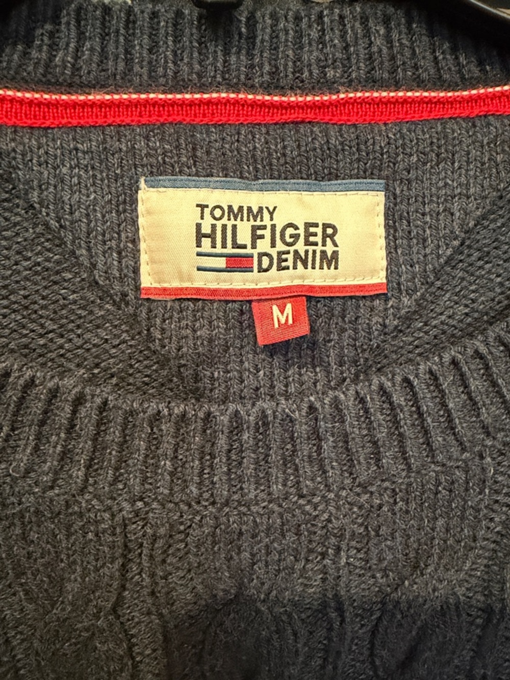 Tommy Hilfiger Men's Cable-Knit Crewneck Sweater - Slate Blue - Picture 3 of 3